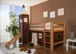 Spielbett Hochbett TOBY II CLASSIC (mit Einzelbett) aus massiver Buche
