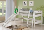 Spielbett Hochbett PINGULINA mit Rutsche aus massiver Fichte weiss