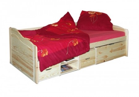 Einzelbett Sofabett MANUELA aus Kiefer massiv natur