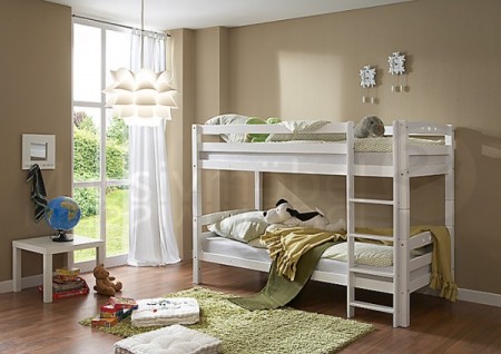 Etagenbett LUPO II WEISS aus massiver buche